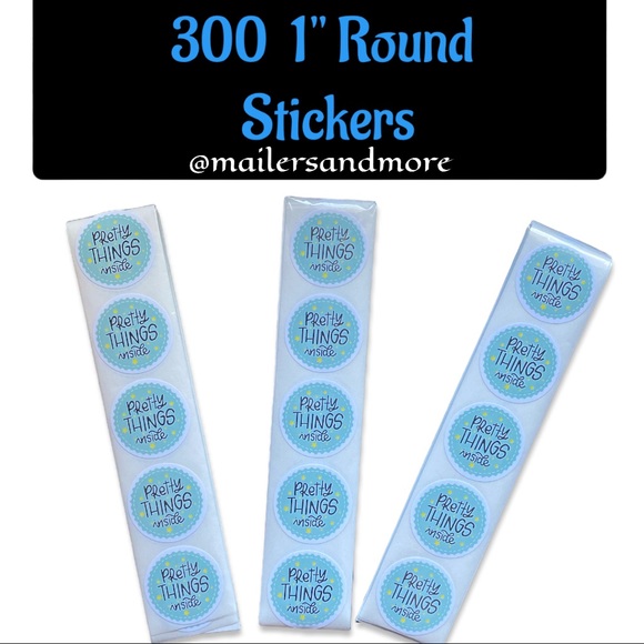 300 Pack of 1" Round Thank You Stickers "Pretty Things Inside" PRICE IS FIRM - Picture 1 of 3